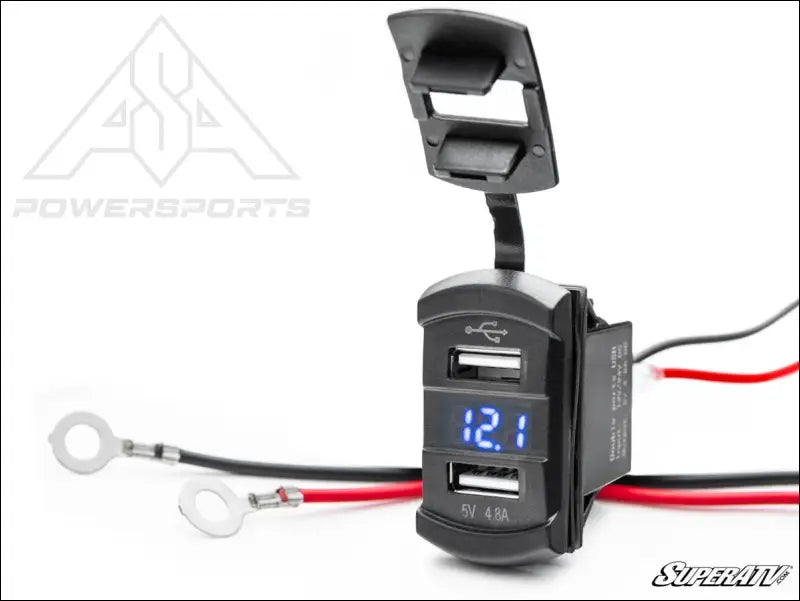 SuperATV 12V UTV Voltmeter & Dual USB Charger